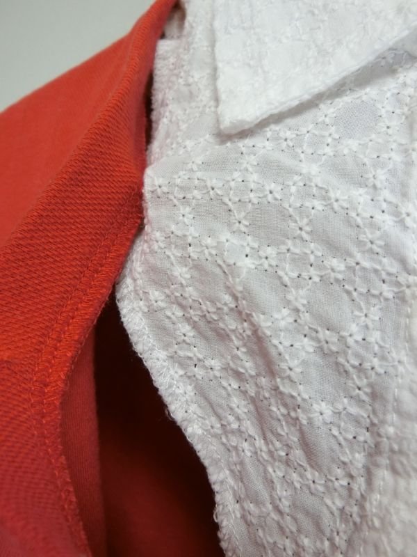 23区 SPORT(23区スポーツ) 襟付Vネックセーター 赤×白 レディース I B