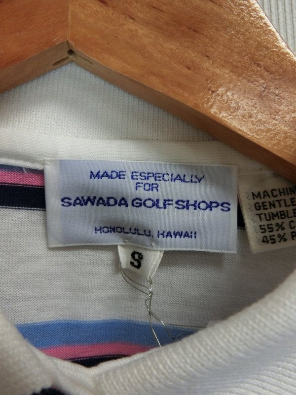 【美品】SAWADA GOLF ポロシャツ ボーダー白水紺 レディース S ゴルフウェア