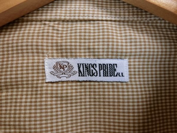 中古 ゴルフウェア KINGS PRIDE 長袖シャツ 黄土色系チェック メンズ LL
