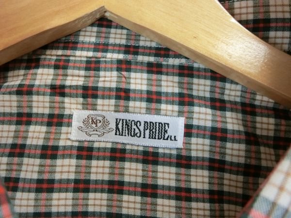 中古 ゴルフウェア KINGS PRIDE 長袖シャツ 赤×緑チェック メンズ LL