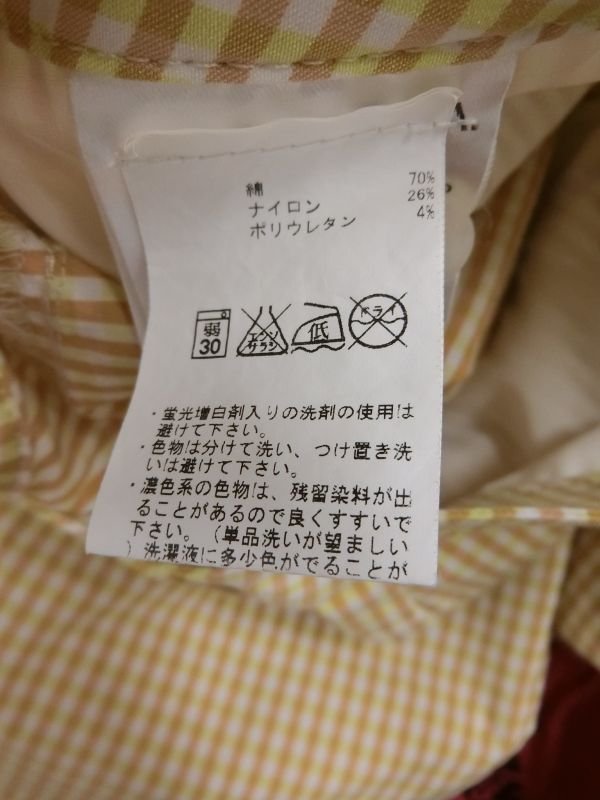 【美品】CHERVO(シェルボ) ハーフパンツ 黄色系チェック レディース I40 D34 F~E 36 ゴルフウェア 1809-0118 中古