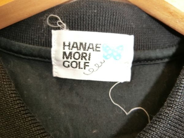 HANAE MORI GOLF ポロシャツ 黒 レディース M ゴルフウェア 1809-0854 中古
