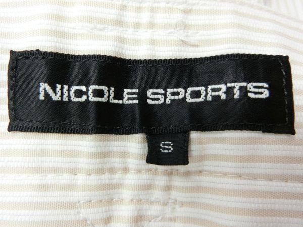 【美品】NICOLE SPORTS(ニコルスポーツ)キュロットスカートベージュ×白レディースSゴルフウェア1812-0763 中古