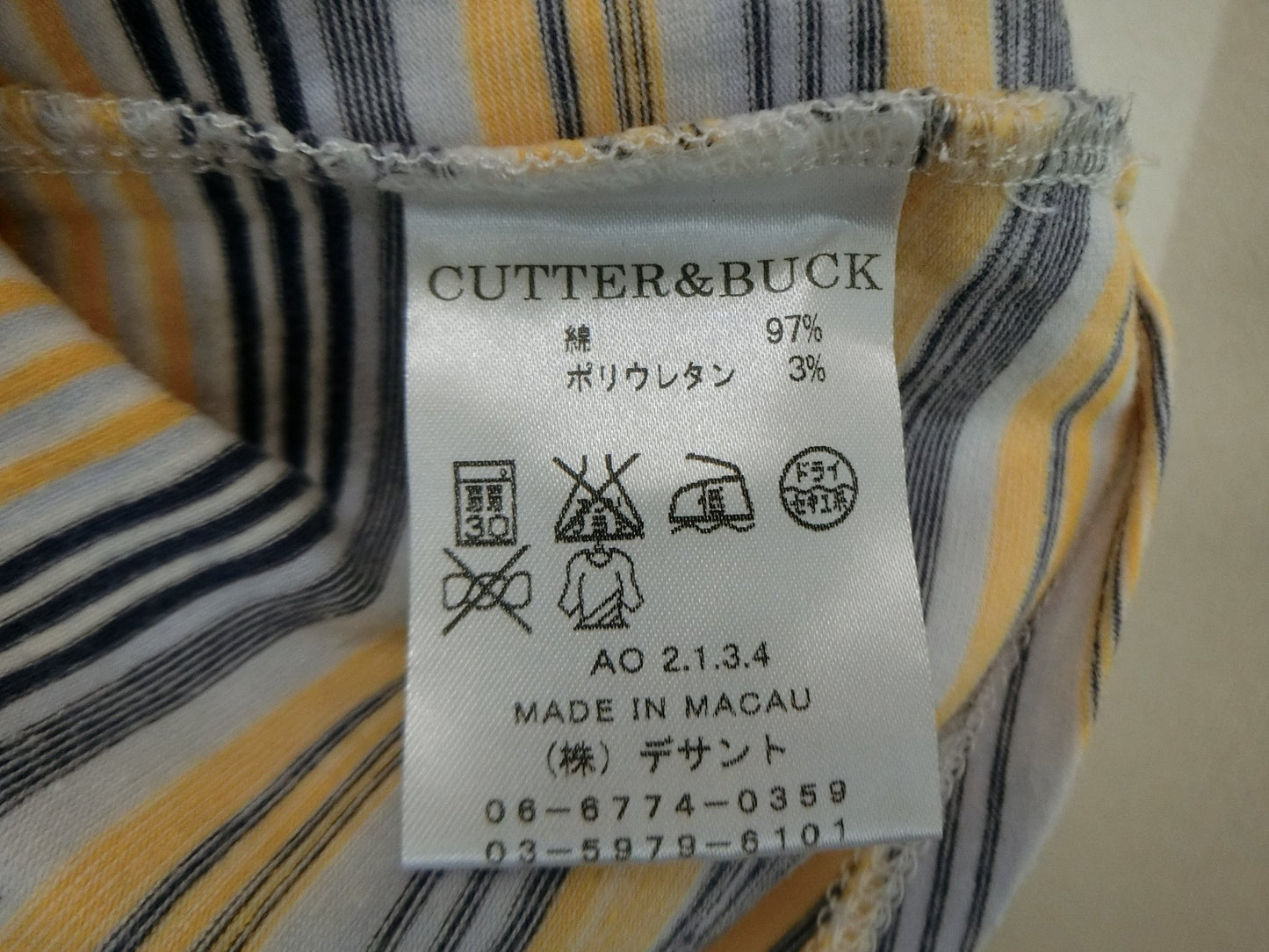 CUTTER&BUCK(カッター&バック) ハイネックシャツ 黄グレーボーダー レディース L/G A