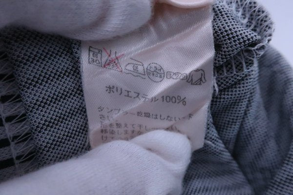 【美品】TOURSTAGE(ツアーステージ) ハーフジップシャツ 黒グレーストライプ メンズ L ゴルフウェア 2206-0041 中古