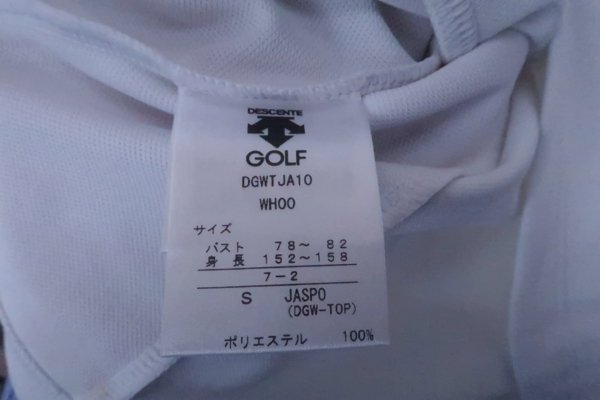 【超美品】DESCENTE(デサント) 鹿の子キャップスリーブシャツ 白 レディース S 【2022年モデル】DGWTJA10 ゴルフウェア 2208-0061 中古