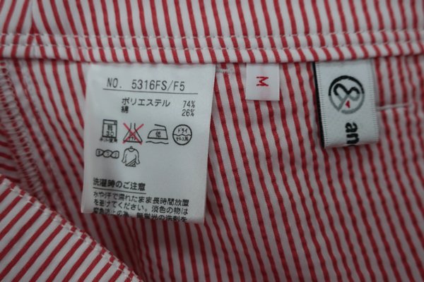 【美品】and per se(アンパスィ) 七分丈パンツ 赤白ストライプ レディース M ゴルフウェア 2210-0079 中古