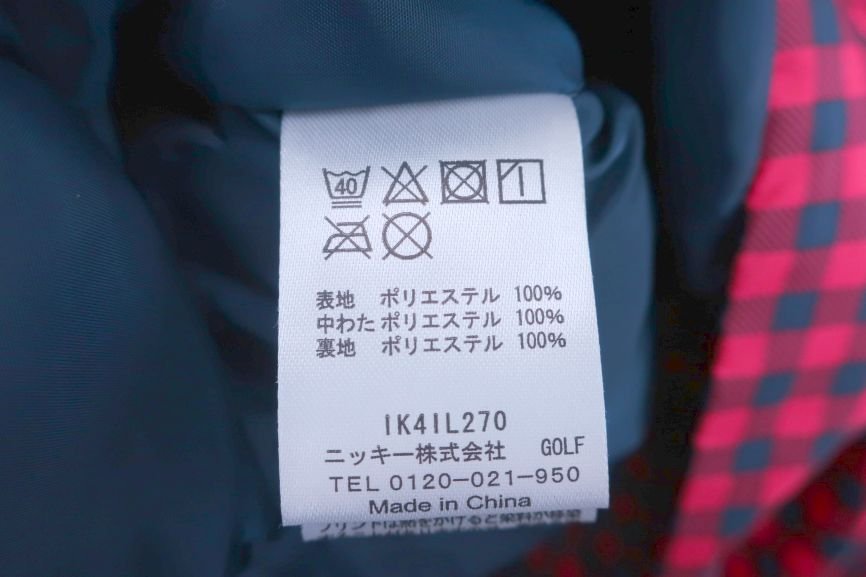 【美品】FILA GOLF(フィラゴルフ) フルジップダウンブルゾン 赤紺 レディース M ゴルフウェア 2212-0152 中古