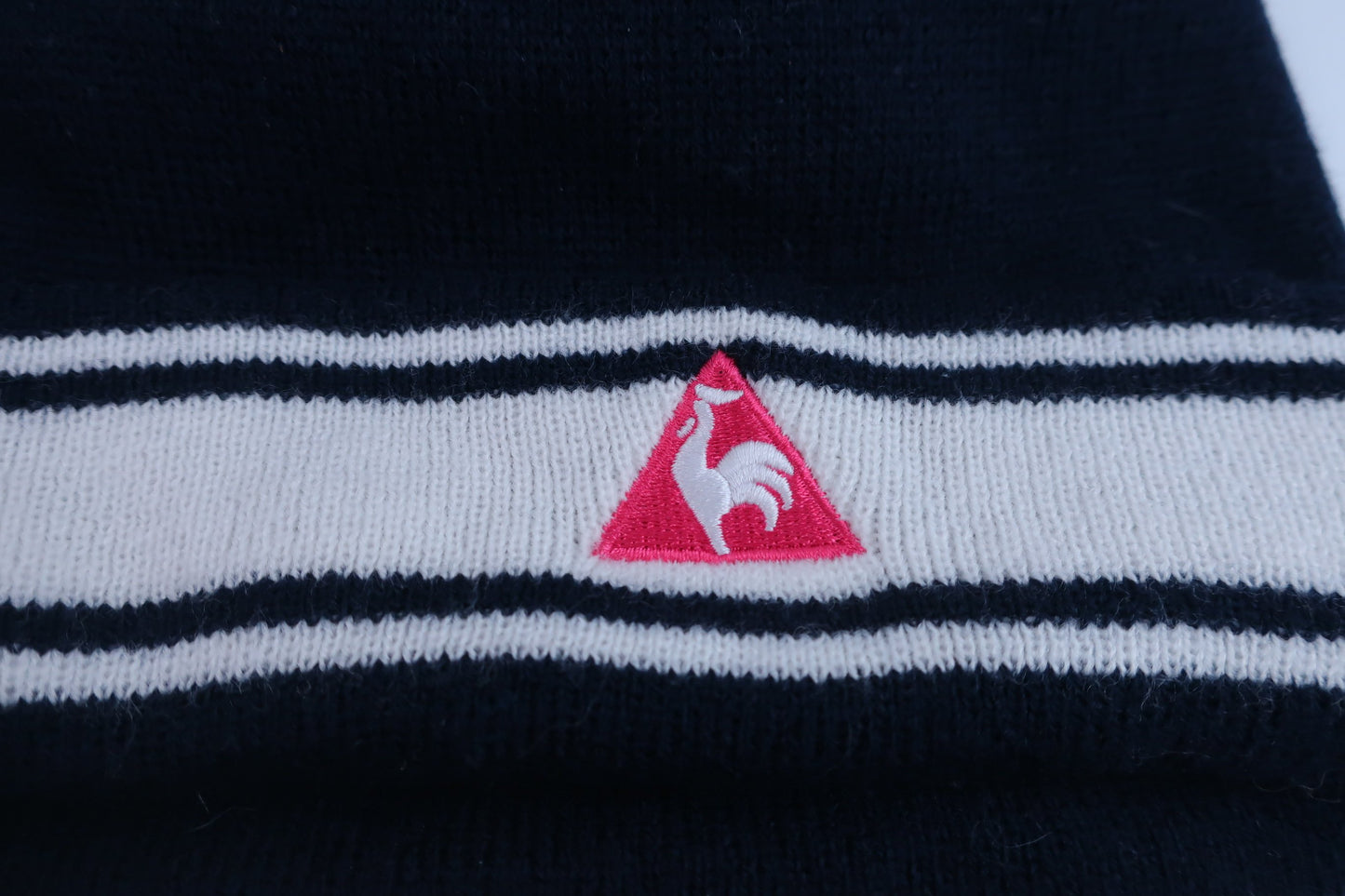 【美品】le coq sportif(ルコックスポルティフ) ニット帽 ネイビー レディース フリーサイズ ゴルフ用品 2407-0063 中古