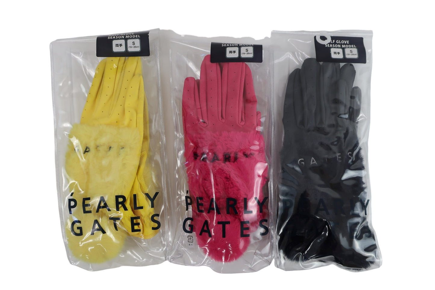 PEARLY GATES(パーリーゲイツ) ボアグローブ3点セット ピンク/黄色/ネイビー レディース 19~20cm A-9