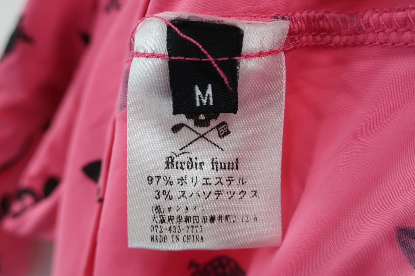 Birdie hunt(バーディーハント) ハイネックシャツ 黒ピンク総柄 レディース S A-5