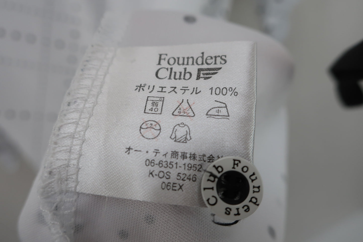 Founders Club(ファウンダース) ポロシャツ 白グレー系ドット柄 メンズ L A
