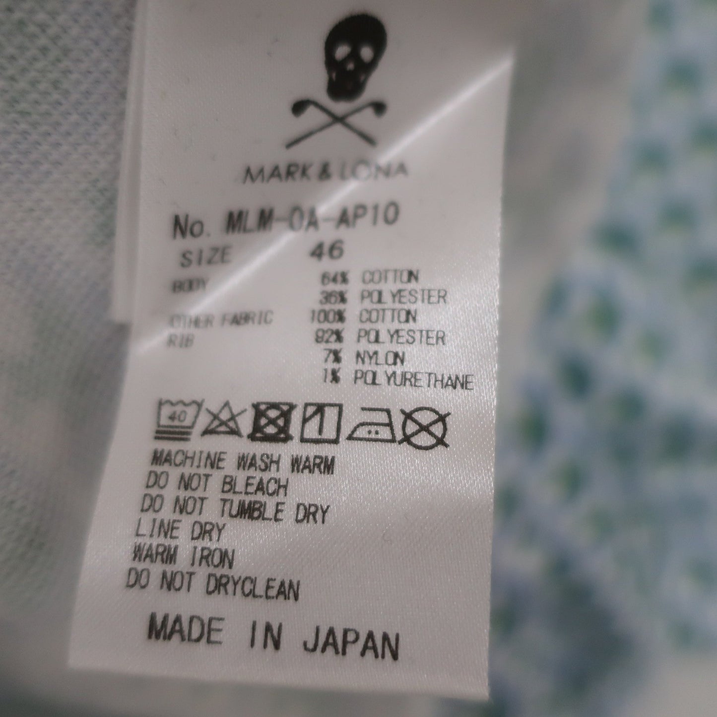 MARK&LONA(マークアンドロナ) ポロシャツ 白緑水色 メンズ 46 MLM-0A-AP10 A