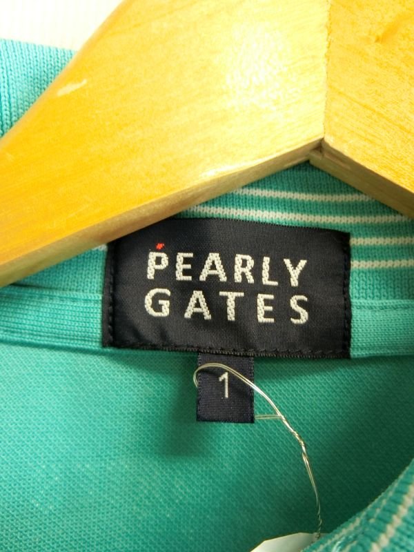 PEARLY GATES(パーリーゲイツ) ポロシャツ 緑 胸にラインストーン レディース 1 A