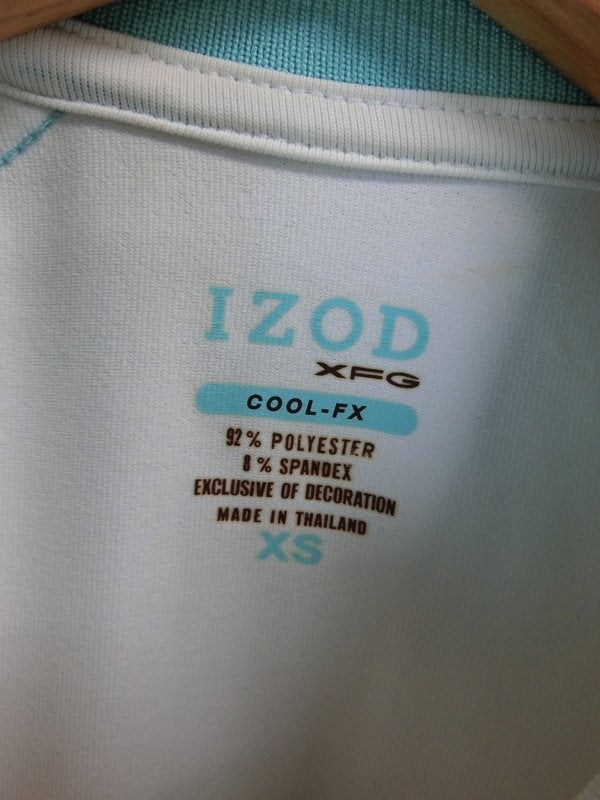 IZOD(アイゾッド) ハーフジップシャツ 白×エメラルドグリーン レディース XS C