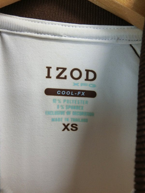 IZOD(アイゾッド) ハーフジップシャツ 白×茶 レディース XS C