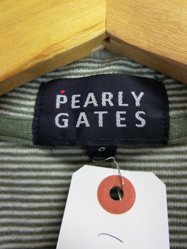 PEARLY GATES(パーリーゲイツ) ポロシャツ 緑ボーダー レディース 0 B