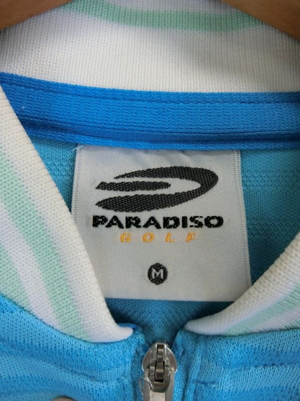 PARADISO(パラディーゾ) ハーフジップシャツ 水色ボーダー レディース M B