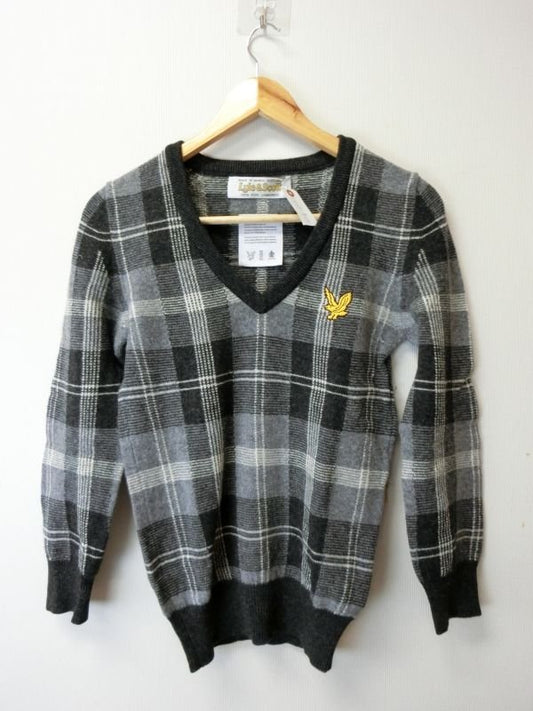 Lyle & Scott(ライルアンドスコット) Vネックセーター グレー系チェック レディース B