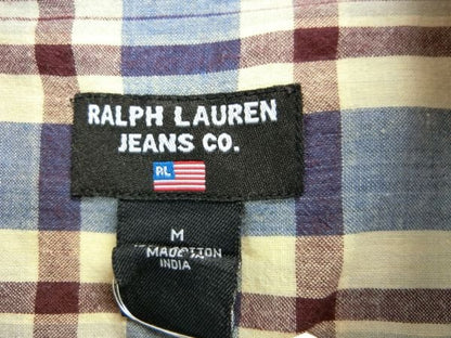 RALRH LAUREN JEANS 長袖シャツ 青×茶チェック メンズ M B