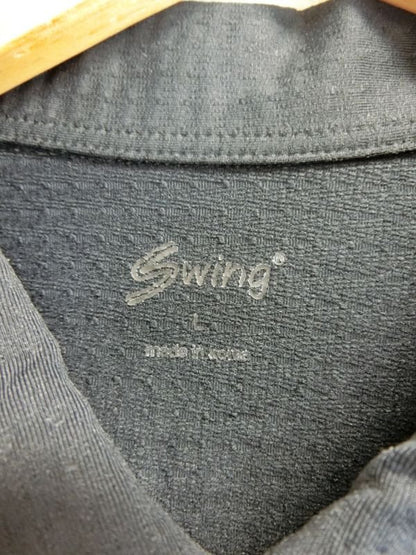 Swing 長袖ハーフジップアップシャツ 黒 レディース L B