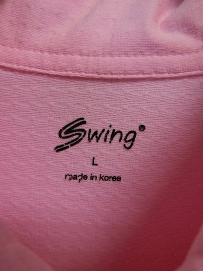 Swing 長袖ハーフジップアップシャツ ピンク レディース L B