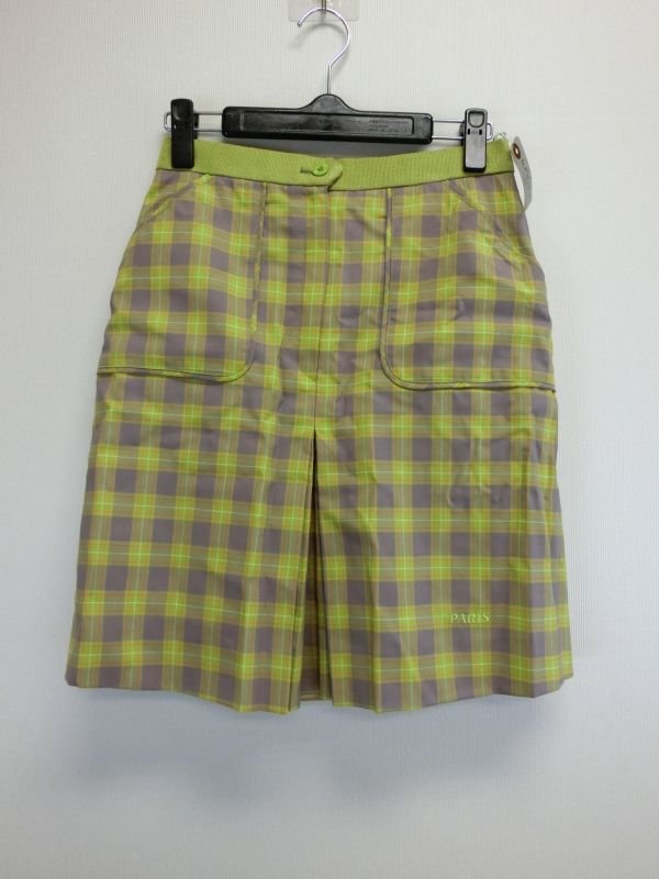PARIS(パリス) キュロットスカート 黄緑×グレー×ピンク×白 レディース 63-90 ゴルフウェア 1809-0447 中古