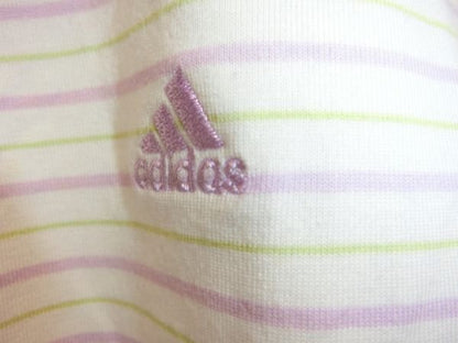 adidas(アディダス) ポロシャツ 黄緑×紫ボーダー レディース S A