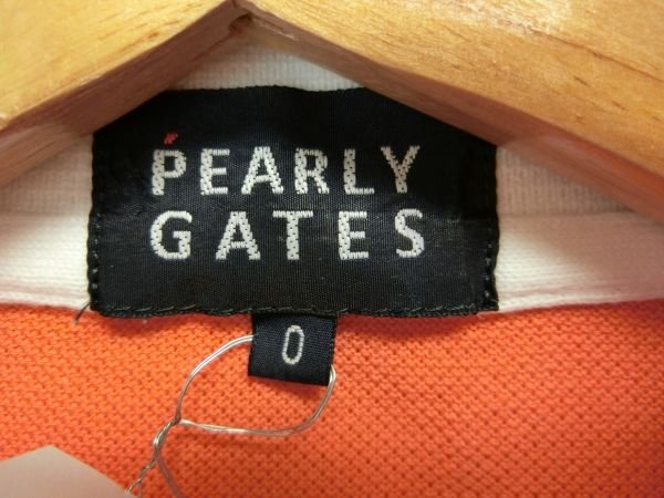 PEARLY GATES(パーリーゲイツ) ポロシャツ オレンジピンク×白 レディース 0 A