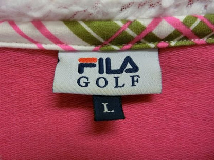 FILA GOLF(フィラゴルフ) 長袖フルジップアップパーカー ピンク×チェック レディース L B