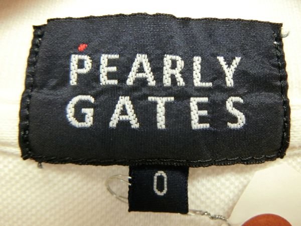 PEARLY GATES(パーリーゲイツ) ポロシャツ 白×グリーン レディース 0 B