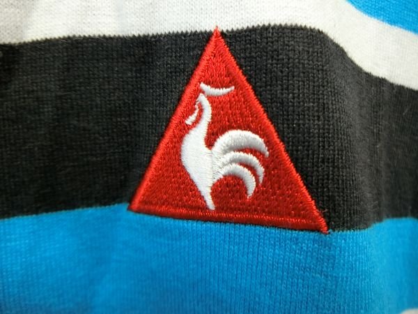 le coq sportif(ルコックスポルティフ) 半袖ポロシャツ 水色ｘ黒ｘ白(ボーダー柄) レディース M A