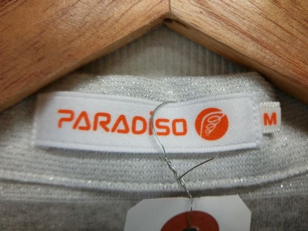 PARADISO(パラディーゾ) ポロシャツ グレーボーダー(ラメ入り) レディース M B