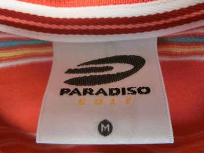 PARADISO(パラディーゾ) ポロシャツ 赤×白ピンク黄ボーダー レディース M A