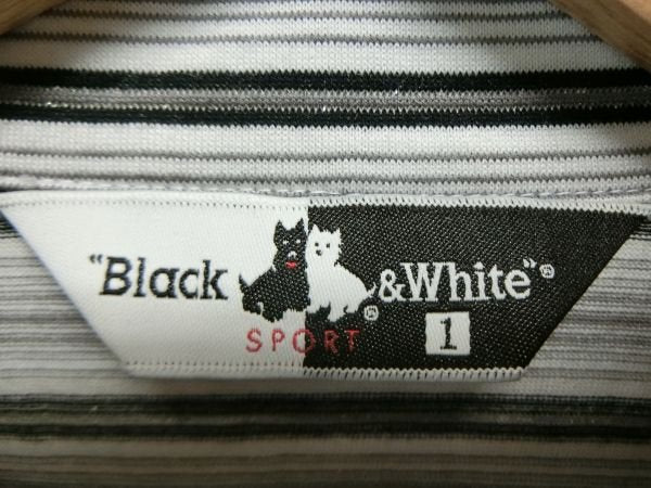 Black&White(ブラック&ホワイト) 長袖ハーフジッップシャツ 黒白ボーダー レディース 1 B