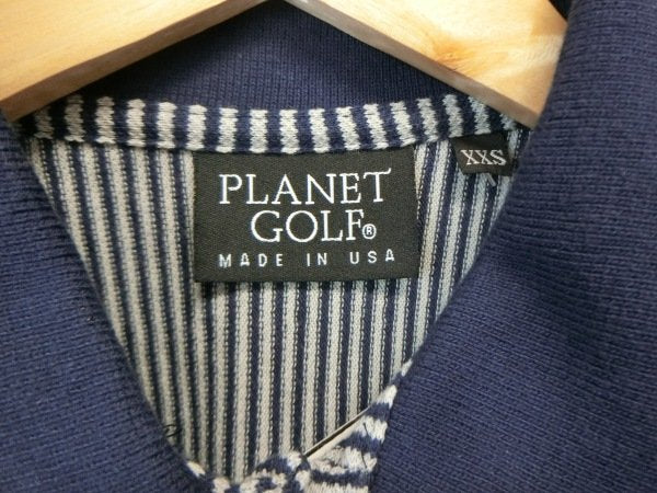 Planet Golf(プラネットゴルフ) ポロシャツ 紺ストライプ メンズ XXS N