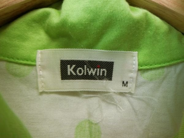 Kolwin(コルウィン) ハーフジップシャツ 黄緑ドット レディース M A