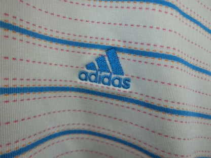 adidas(アディダス) ハーフジップシャツ 白水色ピンクボーダー レディース M/M A