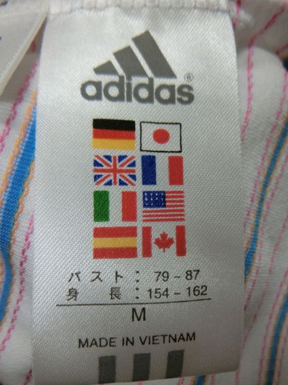 adidas(アディダス) ハーフジップシャツ 白水色ピンクボーダー レディース M/M A