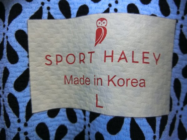 SPORT HALEY ハーフジップシャツ 水色黒総柄 レディース L A