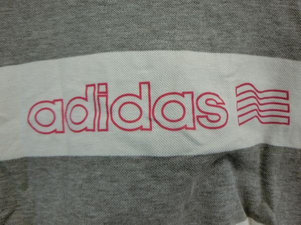 adidas(アディダス) ポロシャツ 白グレーボーダー レディース M A