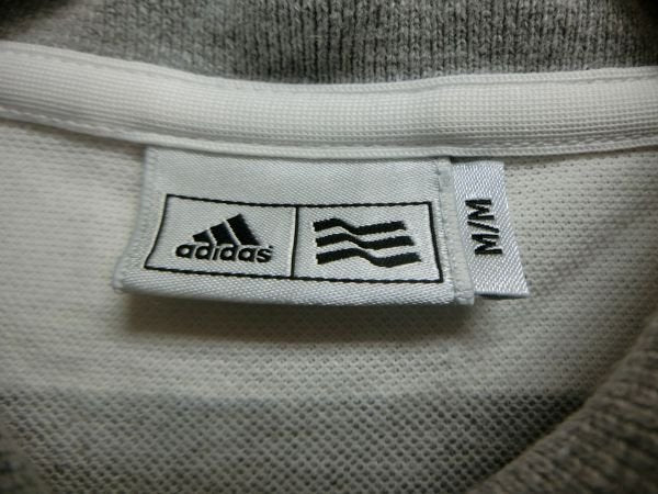 adidas(アディダス) ポロシャツ 白グレーボーダー レディース M A