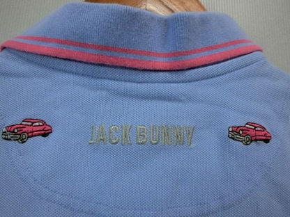 Jack Bunny(ジャックバニー) ポロシャツ 水色ピンク車柄 レディース 3 B