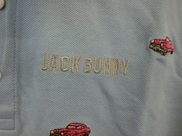 Jack Bunny(ジャックバニー) ポロシャツ 水色ピンク車柄 レディース 3 B