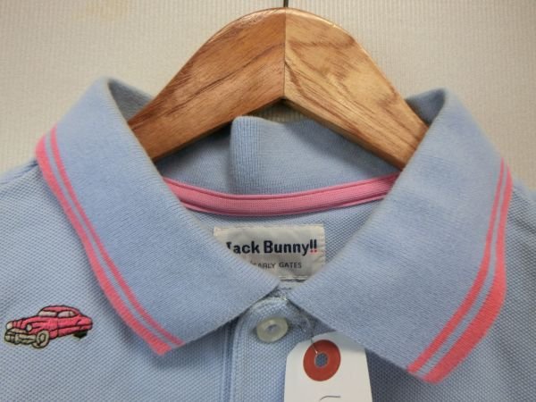 Jack Bunny(ジャックバニー) ポロシャツ 水色ピンク車柄 レディース 3 B