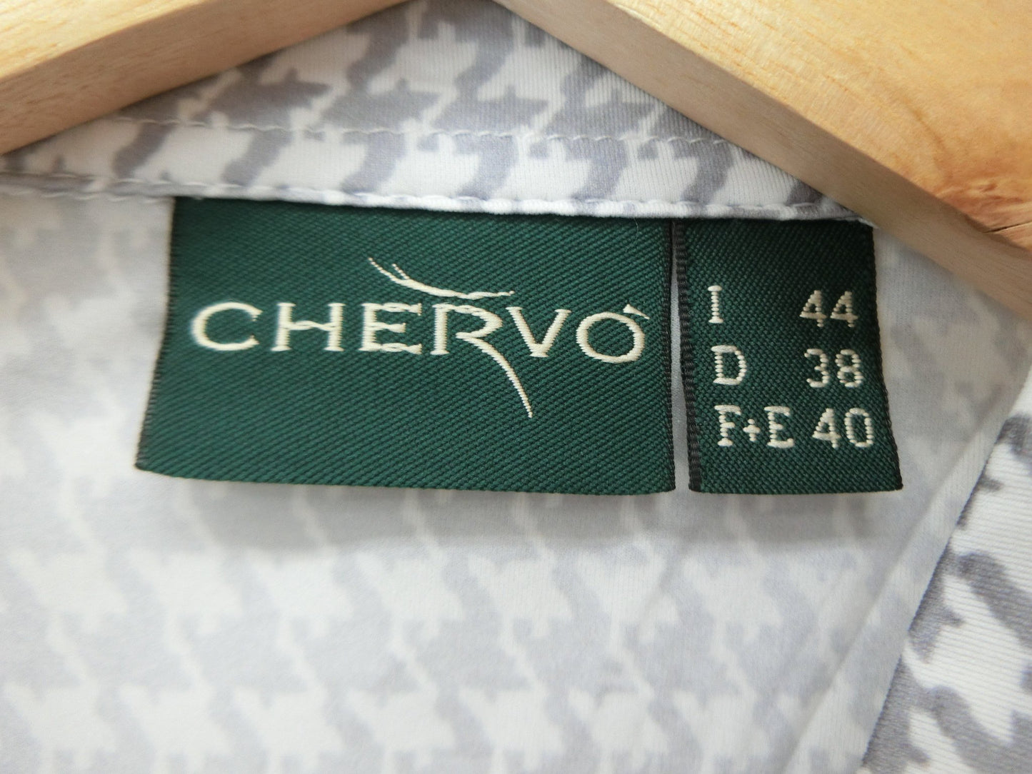 CHERVO(シェルボ) ポロシャツ 白グレー千鳥柄 レディース US 8 A