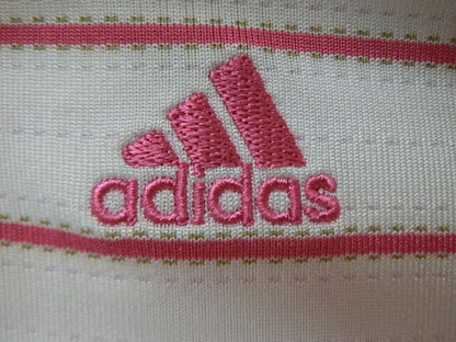 adidas(アディダス) ハーフジップポロシャツ 白ピンク レディース S/P A