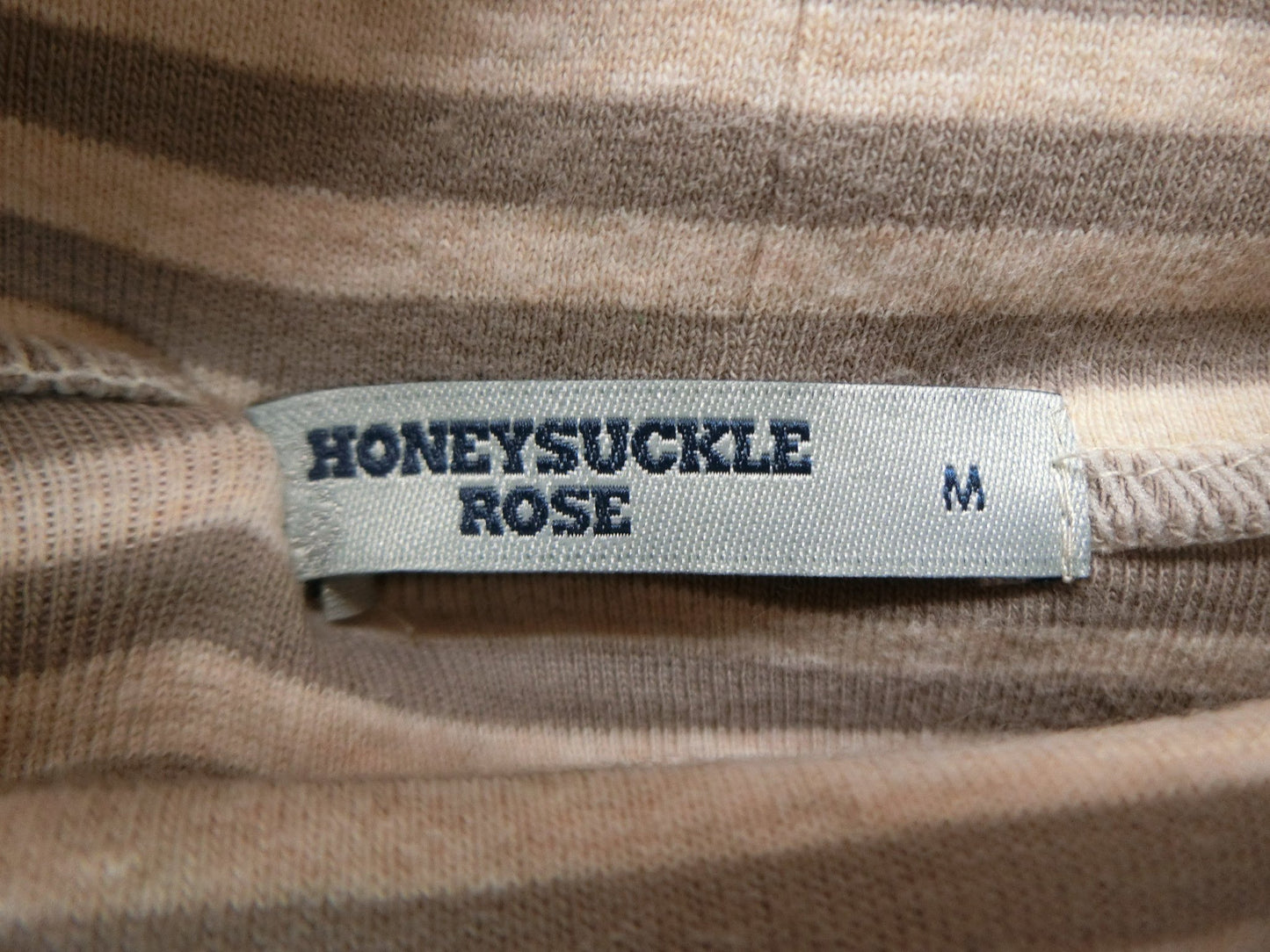 HONEY SUCKLE ROSE ハイネックシャツ 茶色ベージュボーダー レディース M A