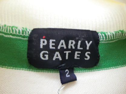 PEARLY GATES(パーリーゲイツ) 薄手ノースリーブセーターハイネックセーター 白黄緑グレー茶ボーダー レディース 2 B