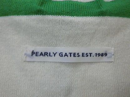 PEARLY GATES(パーリーゲイツ) 薄手ノースリーブセーターハイネックセーター 白黄緑グレー茶ボーダー レディース 2 B